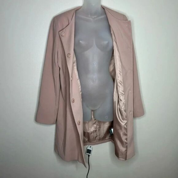Lauren Ralph Lauren Dress Jacket Over Coat Blush Pink Snap Buttons size medium - Picture 2 of 7